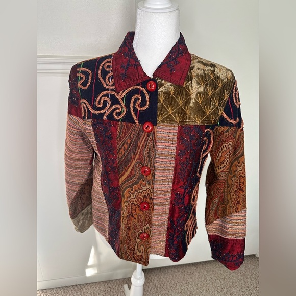 Coldwater Creek Blazer with Patchwork Design size PSM - Picture 1 of 10